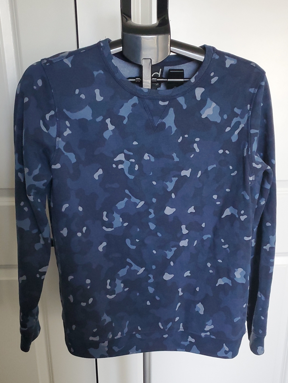 Boys Navy Blue Camo Crewneck Sweater
